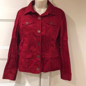 Jones New York Red Button Up Jacket Size M